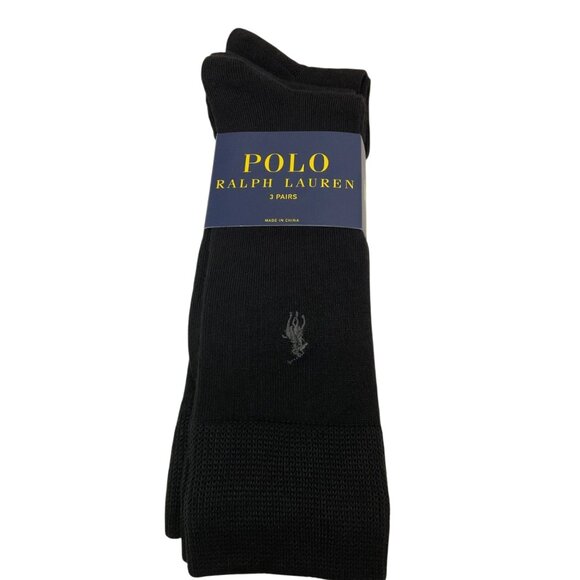 Polo Ralph Lauren Super Soft 3-Pack Dress Socks 10-13 BLACK Casual Pair PRL RL - Picture 2 of 8